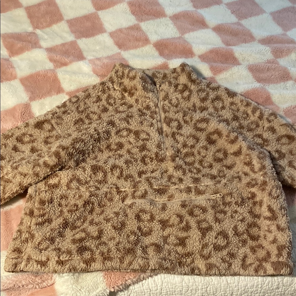 Leopard print quarter zip